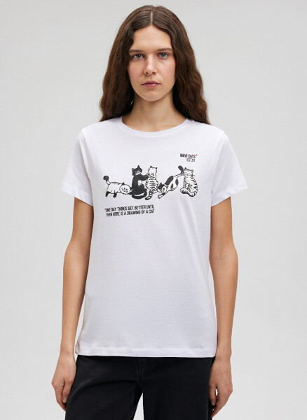 Blue bike collar white women's t-shirt - 5