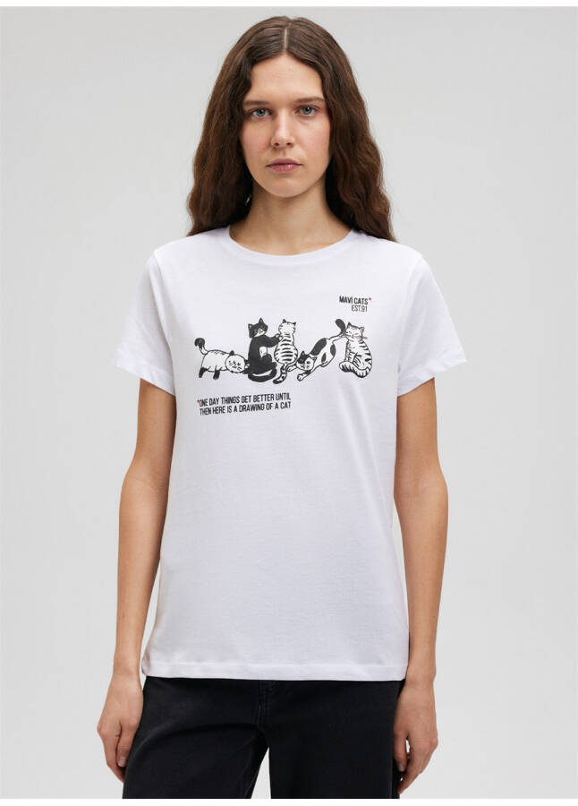 Blue bike collar white women's t-shirt - 11