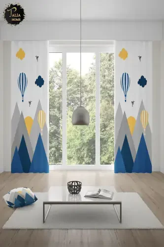 Blue Bird Valley Mountain Patterned Children's and Baby Room Blackout Curtain 2 Panels Tla-300 - 5