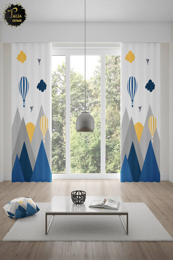 Blue Bird Valley Mountain Patterned Children's and Baby Room Blackout Curtain 2 Panels Tla-300 - 8