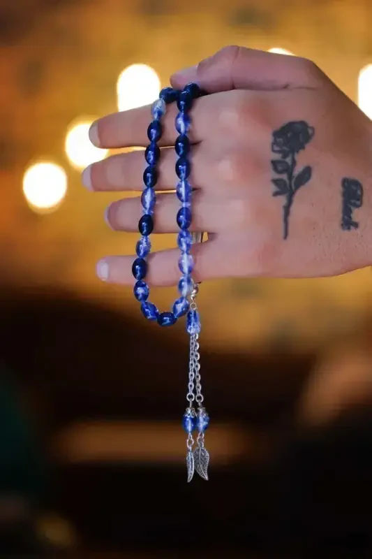 Blue Black Barley Cut Purple Agate Natural Stone Rosary-Purple - THE COLLECTION