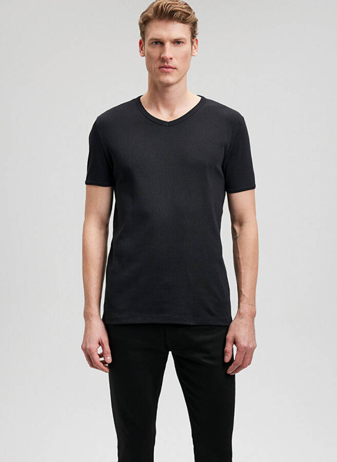 Blue Black Men's T-Shirt 063748-900 V-NECK T-SHIRT black - 10