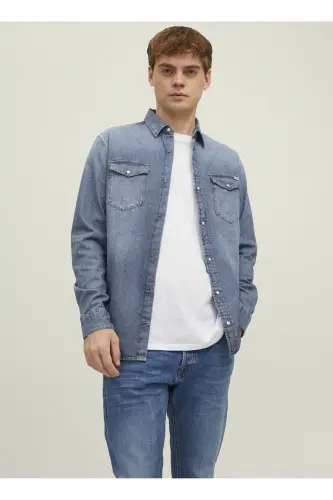 Blue checkered men's shirt from JJESHERIDAN SHIRT L/S NOOS. - 4