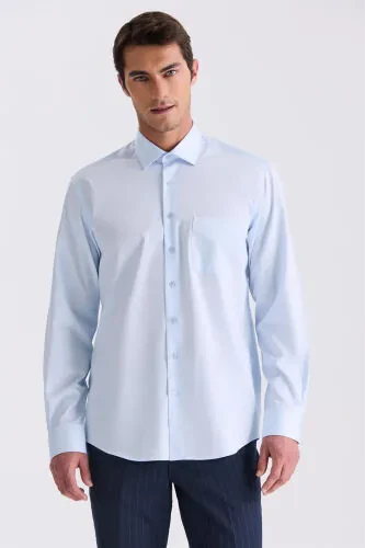 Blue Classic Fit 100% Cotton Shirt - Modazone
