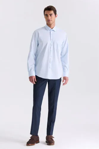 Blue Classic Fit 100% Cotton Shirt - Modazone (1)