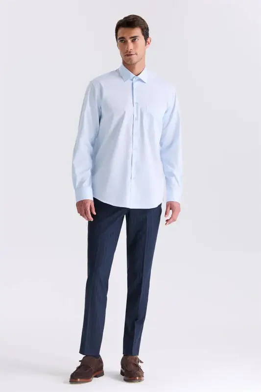 Blue Classic Fit 100% Cotton Shirt - 2