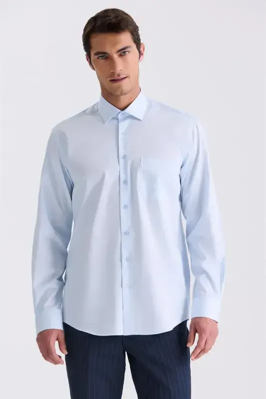 Blue Classic Fit 100% Cotton Shirt - 1