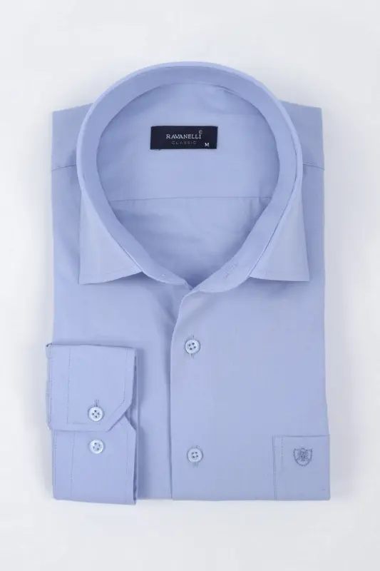 Blue Classic Shirt-Dark Blue - GENEL MARKALAR