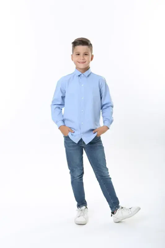 Blue Color Kids Shirt-blue - 2