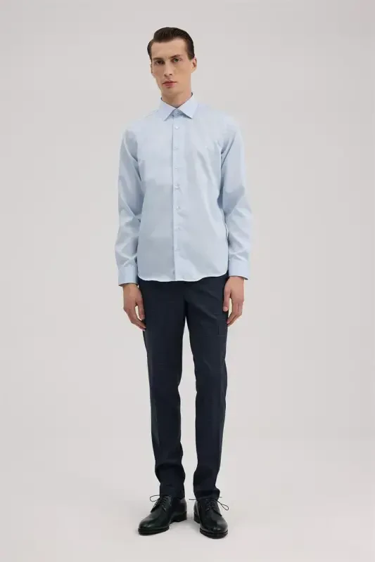 Blue Comfort Fit 100% Cotton Non-Iron Shirt - JAKAMEN