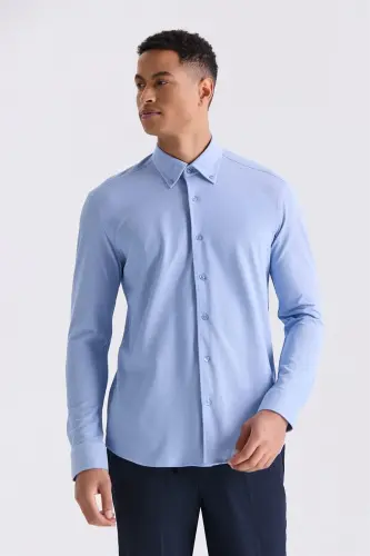 Blue Comfort Fit Button-Down Collar Shirt 
