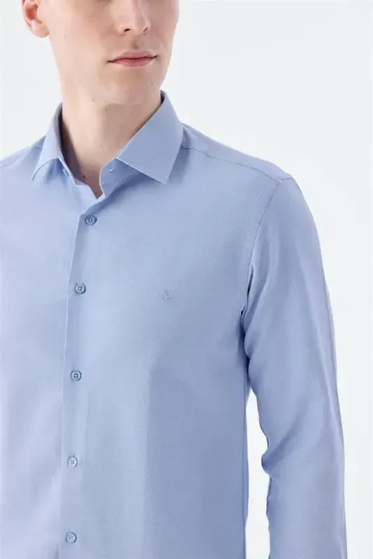 Blue Comfort Fit Cotton Easy-Iron Shirt - 2