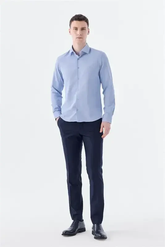 Blue Comfort Fit Cotton Easy Iron Shirt - 2