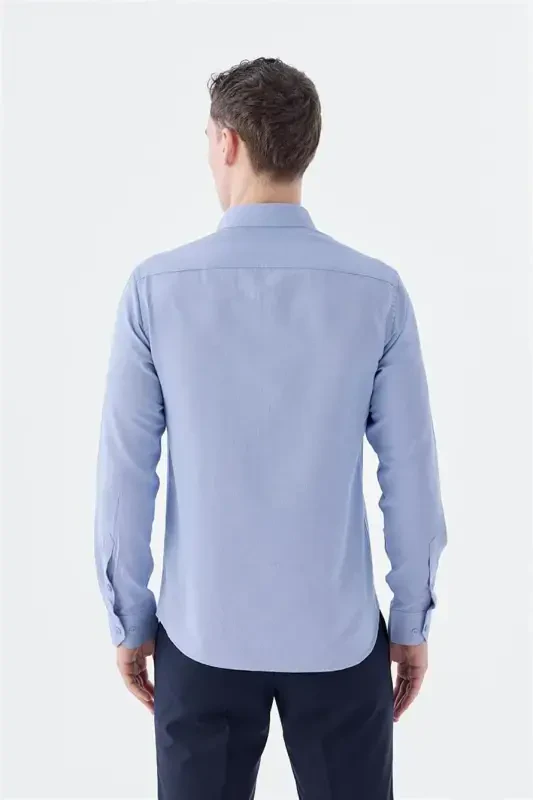 Blue Comfort Fit Cotton Easy Iron Shirt - 4