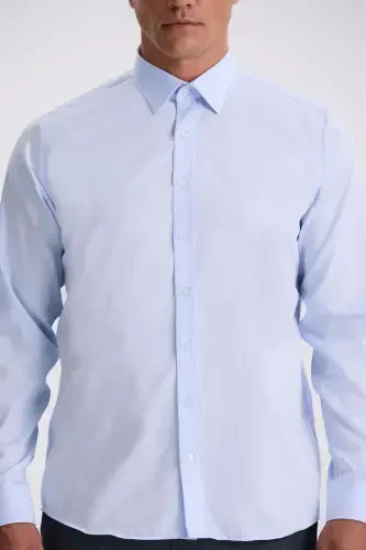 Blue Comfort Fit Non-Iron 100% Cotton Shirt - 3