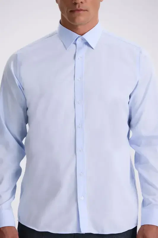 Blue Comfort Fit Non-Iron 100% Cotton Shirt - 3