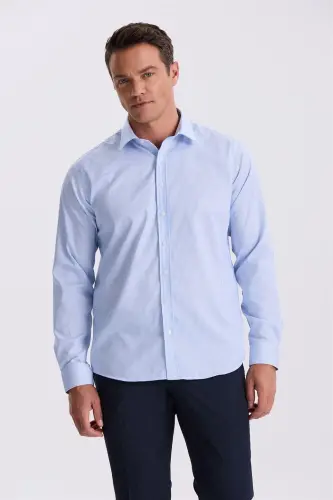 Blue Comfort Fit Non-Iron 100% Cotton Striped Non Iron Shirt 