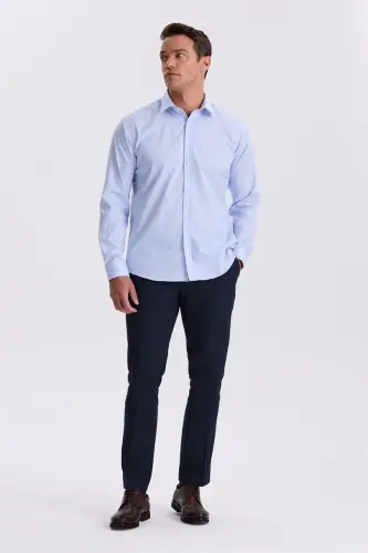 Blue Comfort Fit Non-Iron 100% Cotton Striped Non Iron Shirt - JAKAMEN (1)