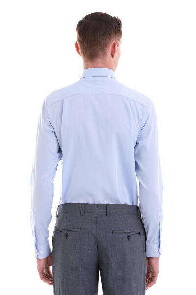 Blue Comfort Fit Patterned 100% Cotton Slim Collar Loo - 6