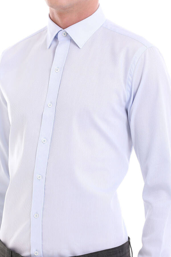 Blue Comfort Fit Patterned 100% Cotton Slim Collar L/S Shirt - 5