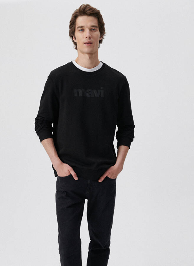 Blue Crew Neck Black Men's Sweatshirt 066303-900 BLUE PRINTED SWEATSHIRT - 1