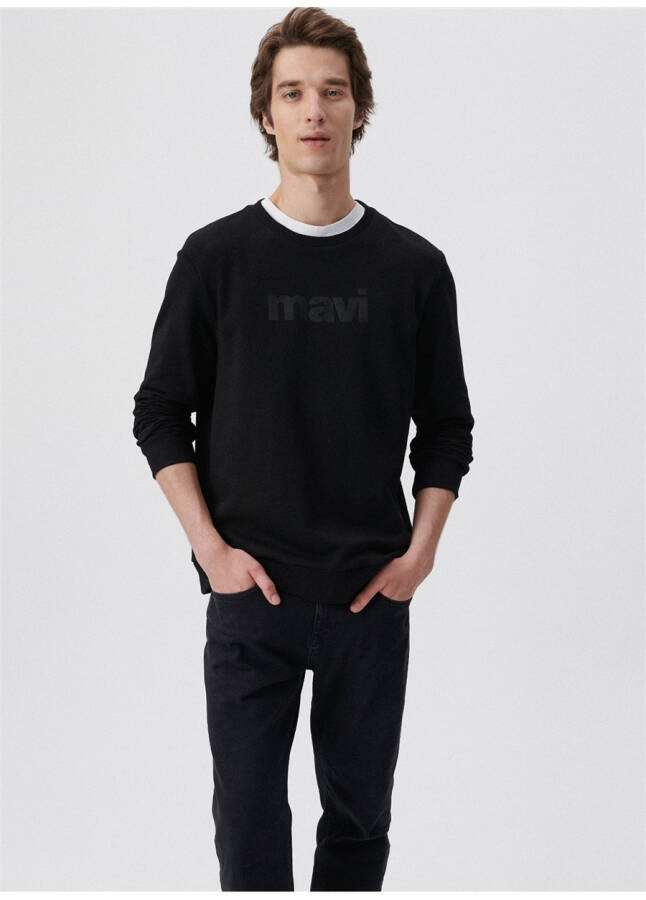 Blue Crew Neck Black Men's Sweatshirt 066303-900 BLUE PRINTED SWEATSHIRT - 8