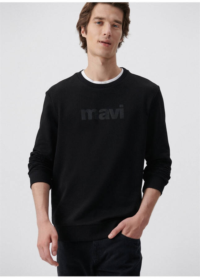 Blue Crew Neck Black Men's Sweatshirt 066303-900 BLUE PRINTED SWEATSHIRT - 9