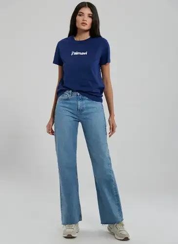 Blue Crew Neck Blue Women's T-Shirt M1612242-70722-CREW NECK LOGO T - 3