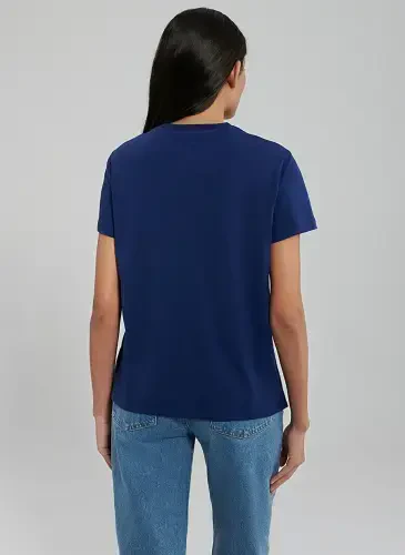 Blue Crew Neck Blue Women's T-Shirt M1612242-70722-CREW NECK LOGO T - 5