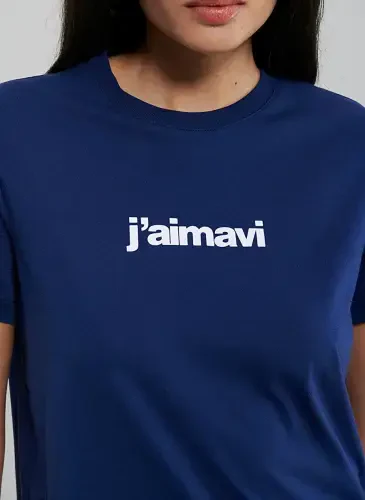 Blue Crew Neck Blue Women's T-Shirt M1612242-70722-CREW NECK LOGO T - 6