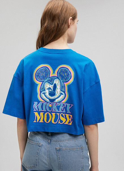 Blue Crew Neck Blue Women's T-Shirt M1612474-70910-MICKEY MOUSE PRINTED - 10