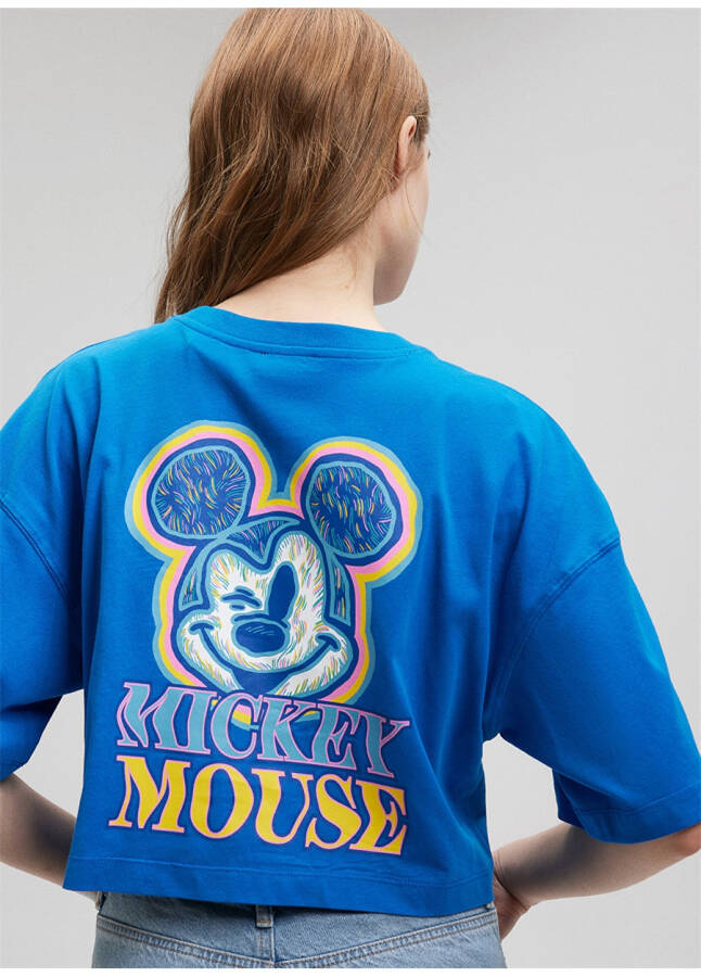 Blue Crew Neck Blue Women's T-Shirt M1612474-70910-MICKEY MOUSE PRINTED - 14