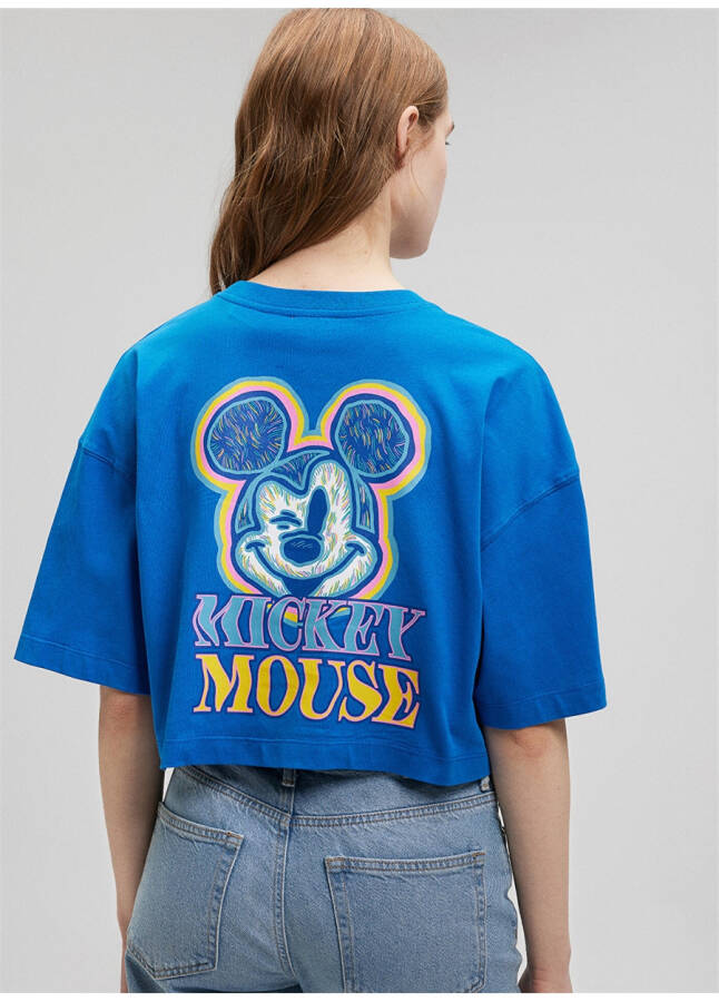 Blue Crew Neck Blue Women's T-Shirt M1612474-70910-MICKEY MOUSE PRINTED - 16