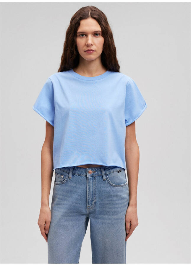 Blue Crew Neck Blue Women's T-Shirt M168220-70814-ROUND NECK SHORT SLEEVE - 15