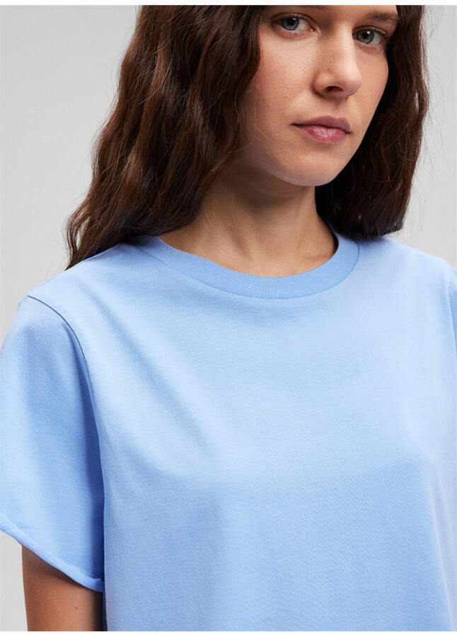 Blue Crew Neck Blue Women's T-Shirt M168220-70814-ROUND NECK SHORT SLEEVE - 17