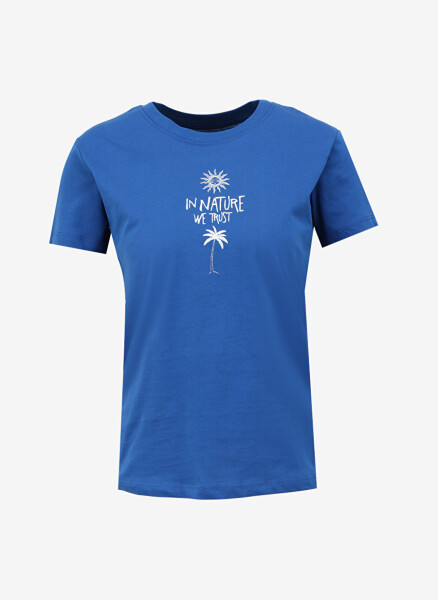 Blue Crew Neck, Graphic Printed Women's T-Shirt - 7