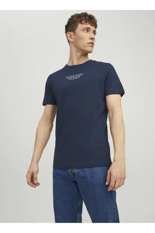Blue crew neck men's t-shirt - JACK & JONES
