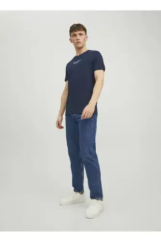 Blue crew neck men's t-shirt - 6