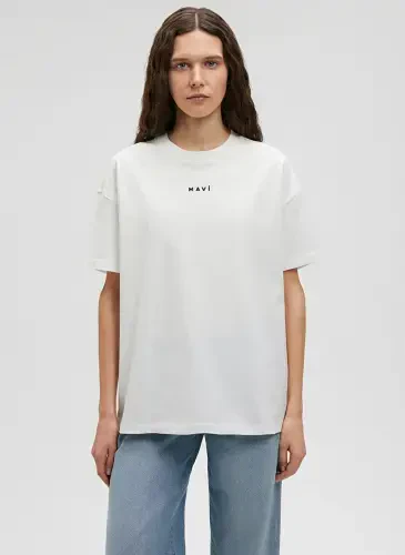 Blue Crew Neck Off White Women's T-Shirt M1612518-70057-BLUE PRINTED T-SHIRT - 2