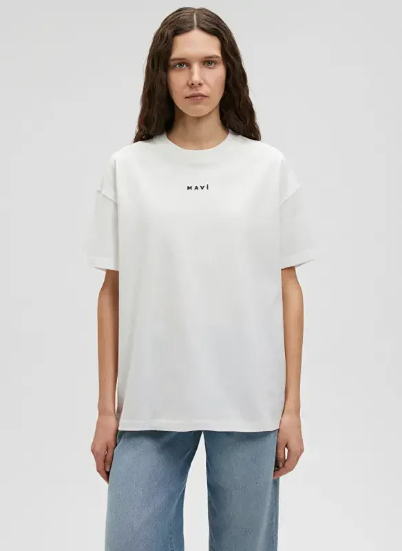 Blue Crew Neck Off White Women's T-Shirt M1612518-70057-BLUE PRINTED T-SHIRT - 2