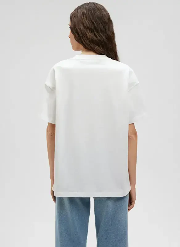 Blue Crew Neck Off White Women's T-Shirt M1612518-70057-BLUE PRINTED T-SHIRT - 3