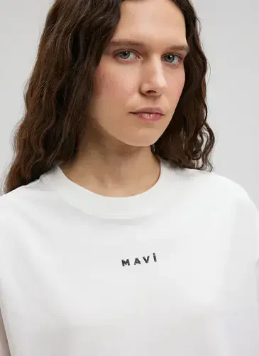 Blue Crew Neck Off White Women's T-Shirt M1612518-70057-BLUE PRINTED T-SHIRT - 4