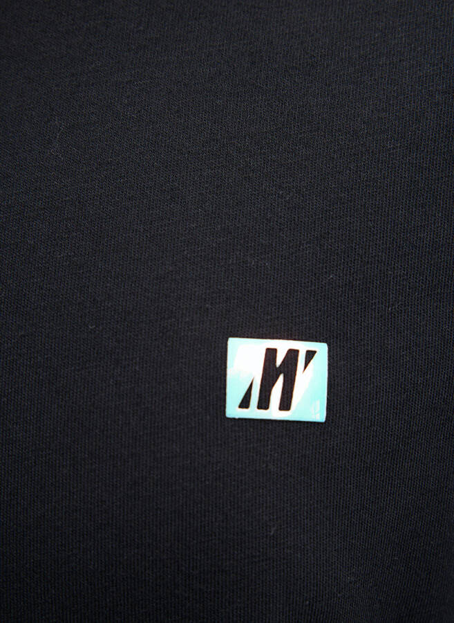 Blue crew neck, plain black men's t-shirt (SHORT SLEEVE) - 6