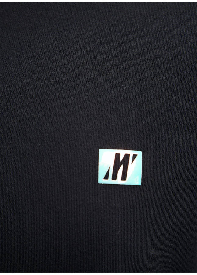 Blue crew neck, plain black men's t-shirt (SHORT SLEEVE) - 12