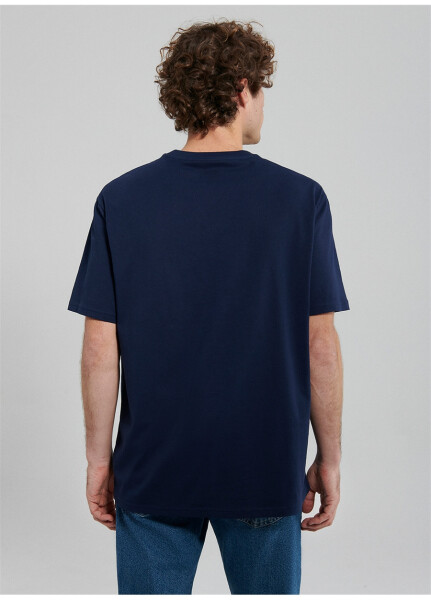 Blue Crew Neck Plain Dark Navy Men's T-Shirt - 13