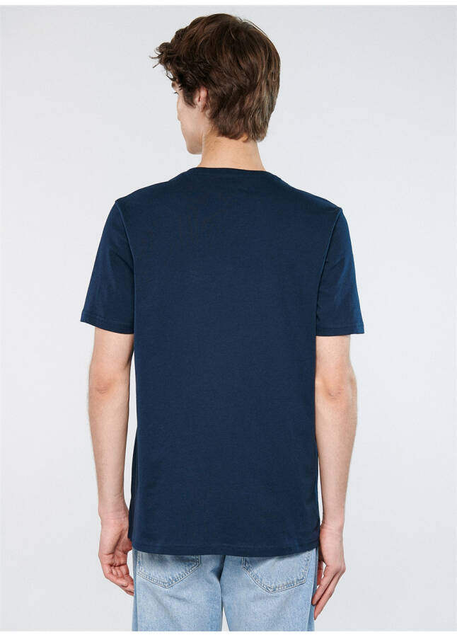 Blue crew neck printed navy blue men's T-shirt - 9