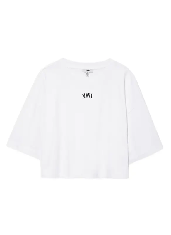 Blue Crew Neck White Women's T-Shirt M1611585-620-ROUND NECK SHORT SLEEVE - 7