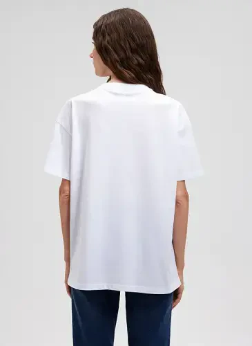 Blue Crew Neck White Women's T-Shirt M1612457-620-MIAV PRINTED T-SHIRT - 4