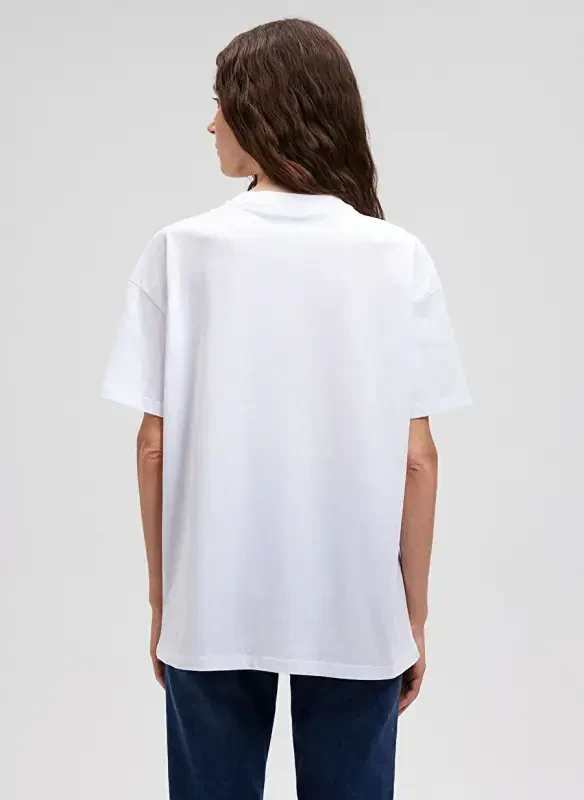 Blue Crew Neck White Women's T-Shirt M1612457-620-MIAV PRINTED T-SHIRT - 4