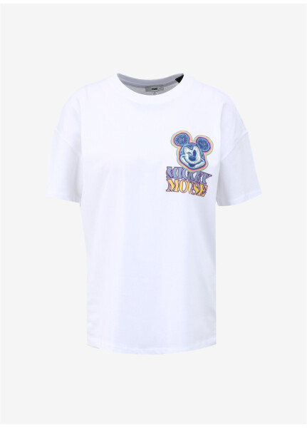 Blue Crew Neck White Women's T-Shirt M1612473-620-MICKEY MOUSE PRINTED T - 11